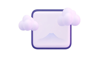 Fototapeta premium A stylized square icon featuring soft clouds, evoking a serene and minimalist aesthetic.
