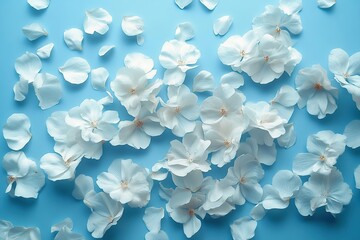 Obraz premium Beautiful white spring flower petals in air