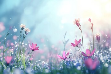 Fototapeta premium Beautiful spring flowers in pastel colors