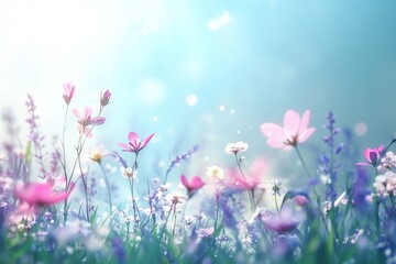 Beautiful spring flowers in pastel colors