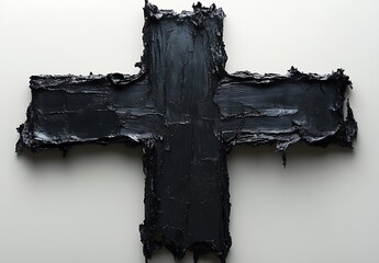 Minimalist Black Cross on White Background


