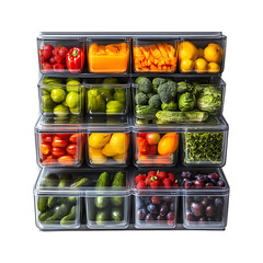 Customizable Refrigerator Organizers in Clear Containers on transparent background