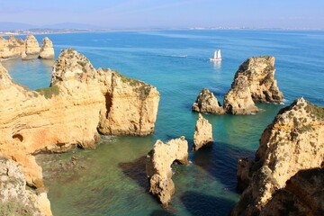 Fototapeta premium Rocky coast in Lagos, Portugal