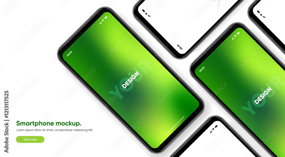 Aufkleber Realistic smartphone mockup. Mobile phone vector with isolated on white background. Device front view. 3D mobile phone with shadow. Realistic, high quality smart phone mockup for ui ux presentation.