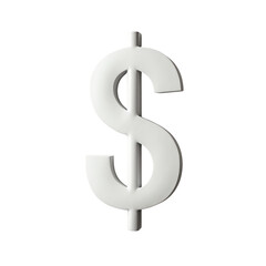 Obraz premium Minimalistic White Dollar Sign Isolated on Transparent Background.