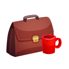 red suitcase isolated on white and coffee design vector 