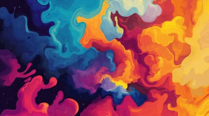 Abstract Colorful Swirling Paint Design Art