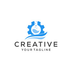 Fototapeta premium gear, lab bottle, waves logo design