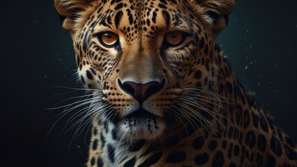 Fototapeta premium Leopard animal cinematic face,digital art,illustration,Design,vector,art