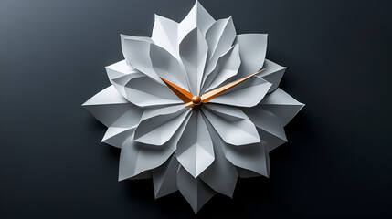 Minimalist floral clock design for home décor White flower artwork