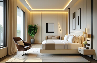 Stylish Double Room with Soft Lighting