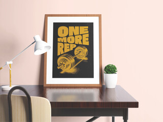 Obraz premium Poster mockup with vertical frames on empty dark wall in living room interior with velvet armchair Mockups Design