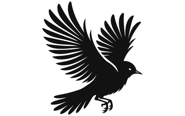 Fototapeta premium Bird in flight silhouette. Clipart image isolated on background.