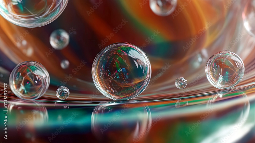 Aufkleber Colorful Spectrum of Reflective Bubbles Creating Mesmerizing Light Patterns
