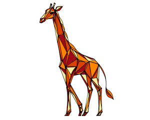 Obraz premium Giraffe stained glass pattern art icon. Clipart image isolated on background.