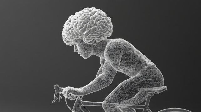 3d rendered illustration of a cyclist's brain.