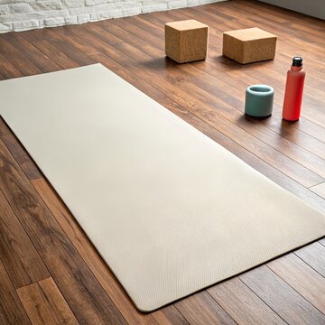 Yoga mat mockup with a clean design, perfect for showcasing patterns, logos, branding, or custom artwork