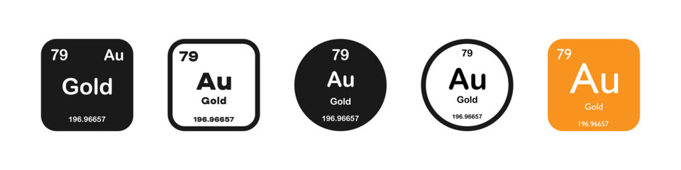 Gold, Au, chemical periodic element icon. The chemical element of the periodic table. Sign with atomic number. Gold element 