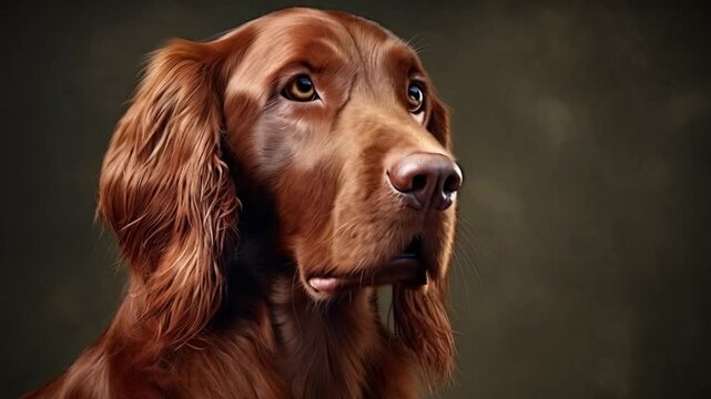 Portrait of irish setter dog animation