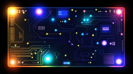Abstract Neon Circuit Board Digital Technology Design