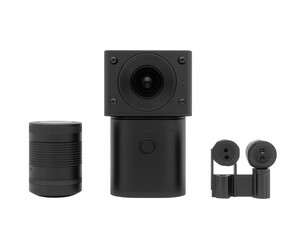 Obraz premium Action camera with mounts and waterproof case. PNG transparent.