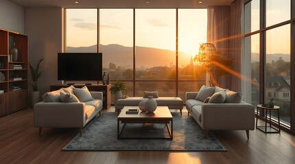 Sunset Lounge: Modern Elegance with Mountain Views