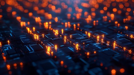 Glowing digital blockchain links interconnected to represent advanced encryption technology