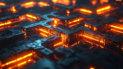 Fototapeta premium Interconnected glowing blockchain links representing secure and encrypted data transfer