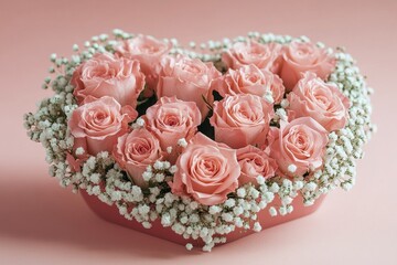 Enchanting Display of Delicate Pink Roses in a Romantic Setting, Perfect for Valentine's Day or Anniversary Gifts