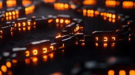 Digital blockchain network with glowing links symbolizing advanced encryption technology