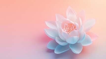 Fototapeta premium Soft pastel lotus flower on a gentle gradient background.
