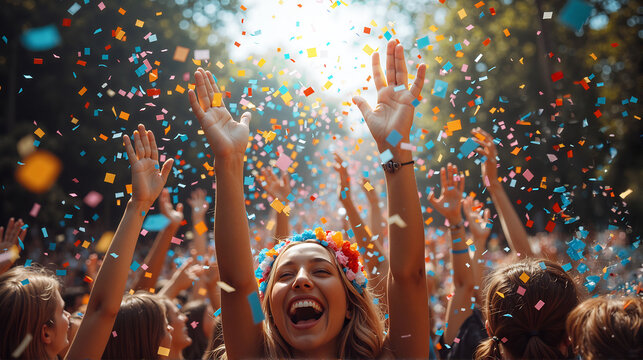 M&atilde;os para cima, curtindo muito Carnaval de rua com muito confete e festa