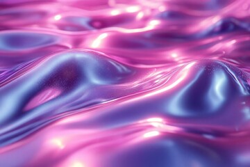 Obraz premium iridescent liquid metal surface rippling with neon pink and cyan waves ultraglossy 3d render with dynamic motion blur