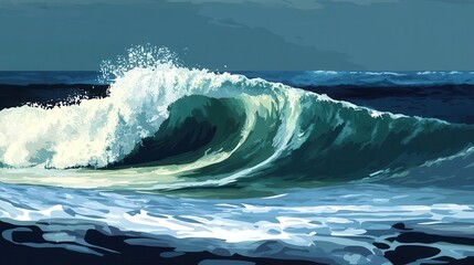 Majestic Ocean Wave Crashing On Shore