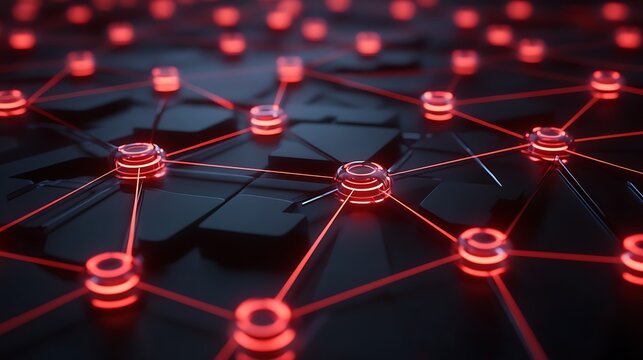 Digital blockchain network with glowing, encrypted links to showcase advanced technology
