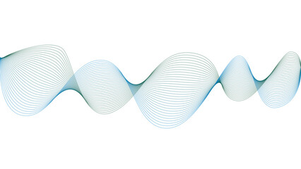 Vector curvy abstract line art wavy flowing dynamic blue and green in concept music or sound, wave, wind, information flow	