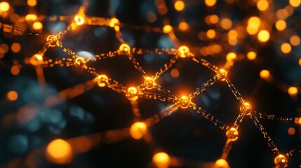 Digital network of glowing blockchain links symbolizing advanced encryption for data protection