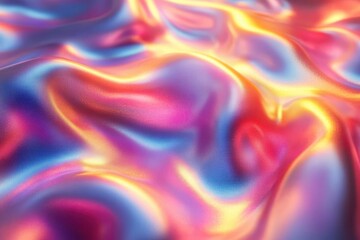 Obraz premium liquid metal waves with rainbow holographic reflections flowing in geometric patterns cyberpunk aesthetic