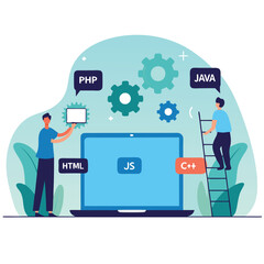 Isometric Tiny Developer Web Development Scene: Coding, Design, and Programming in a Fun, Modern    