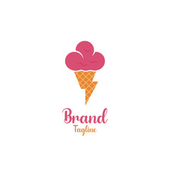 Lightning Ice Cream Logo Symbol Design Flat Style Vector