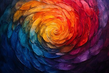 Fototapeta premium A vibrant swirl of colorful feathers in motion