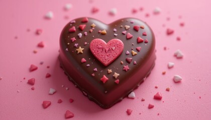 Obraz premium Heart Shaped Chocolate Candy Valentine s Day Treat