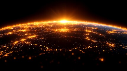 Fototapeta premium A futuristic grid of glowing lines converging towards a central point.