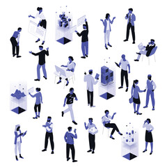 AI, data science vector isometric characters