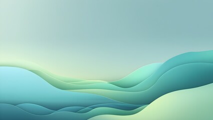 Fototapeta premium Minimalistic serene digital landscape background featuring a subtle gradient of calming green hues transitioning from a soft mint green at the top to a gentle forest green at the bottom