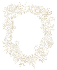 Wedding crest, floral graphics, peony flower, family frame