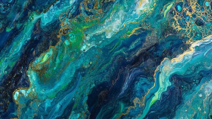 Naklejka premium Vibrant abstract ocean-inspired swirls with gold accents