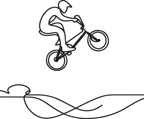 BMX Aerial Stunt Line Art | Dynamic Vector Illustration of Biker on Bike