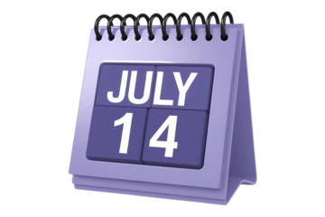 Purple Desk Calendar Displaying July 14