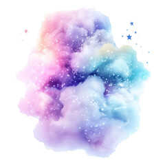 Fototapeta premium Celestial Dreamscape: A whimsical explosion of vibrant, iridescent colors paints a magical dreamscape of swirling clouds and twinkling stars, evoking a sense of wonder and ethereal beauty.